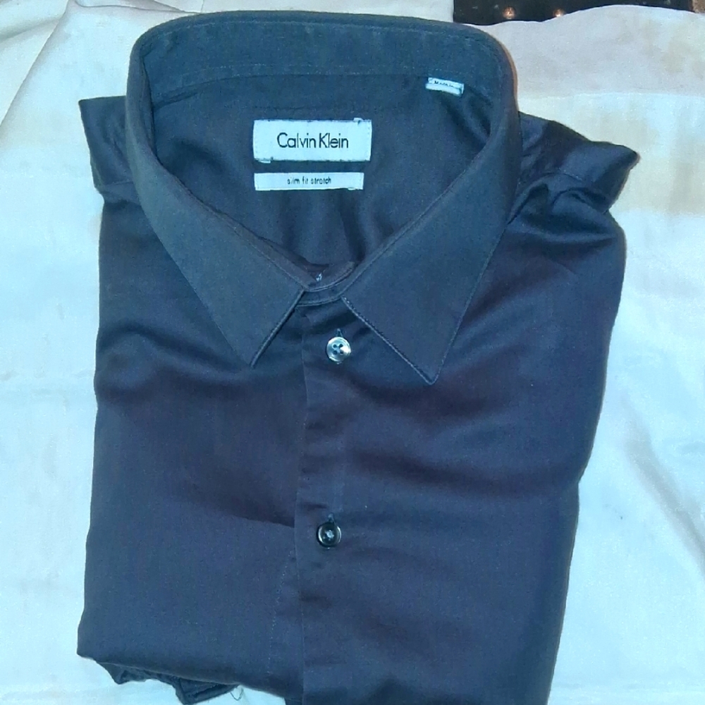 Calvin Klein Black Dress Shirt Classic Formal Wear